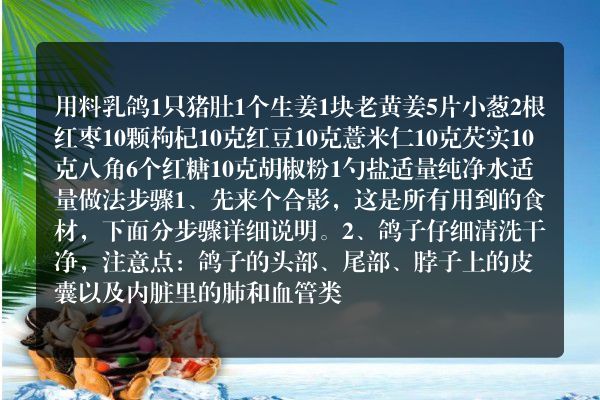 猪肚鸽子汤最佳配方