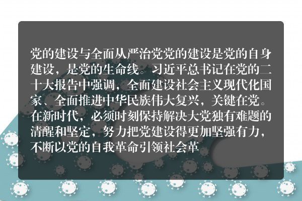 深化党的建设新征程：全面贯彻二十大精神的九大论述